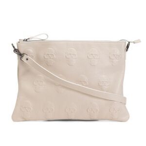 NEW IO Pelle Leather Skull Crossbody Handbag